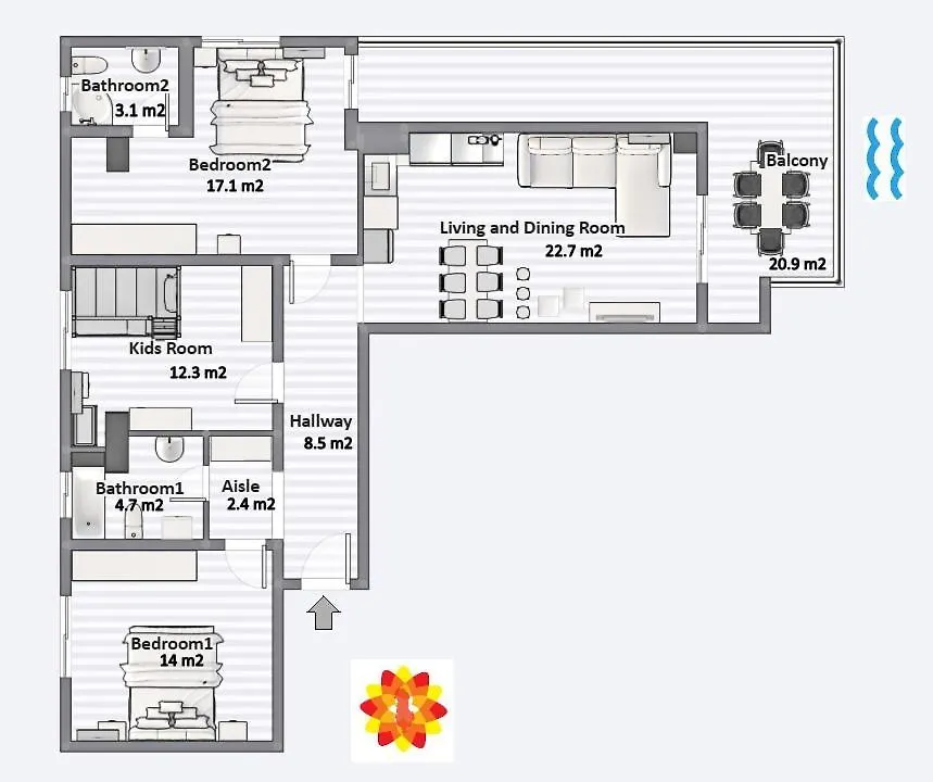 Colorful Sea View Apartment Saranda 0*,  Arnavutluk